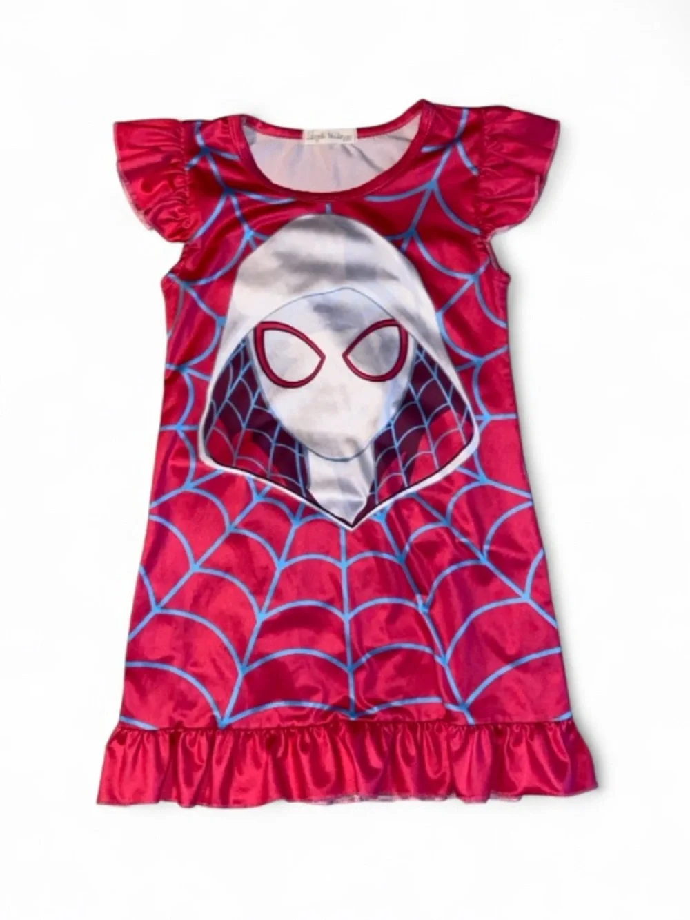 Girls' Hot Pink Spider-Web Nightgown with Hooded Hero Graphic